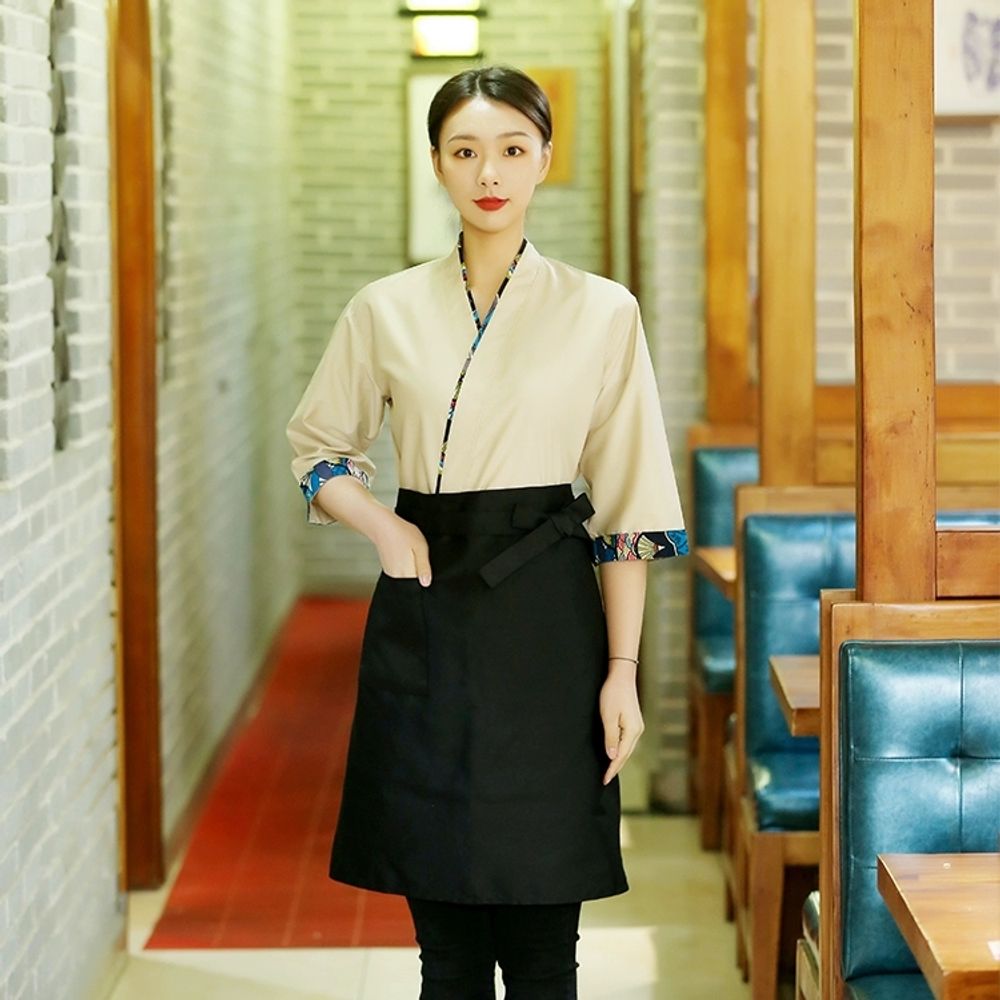 고급 홀 유니폼 의사가운 서빙 바리스타 빅사이즈 단 A. 레드 빅 웨이브 최고가, A. S - 상품 이미지