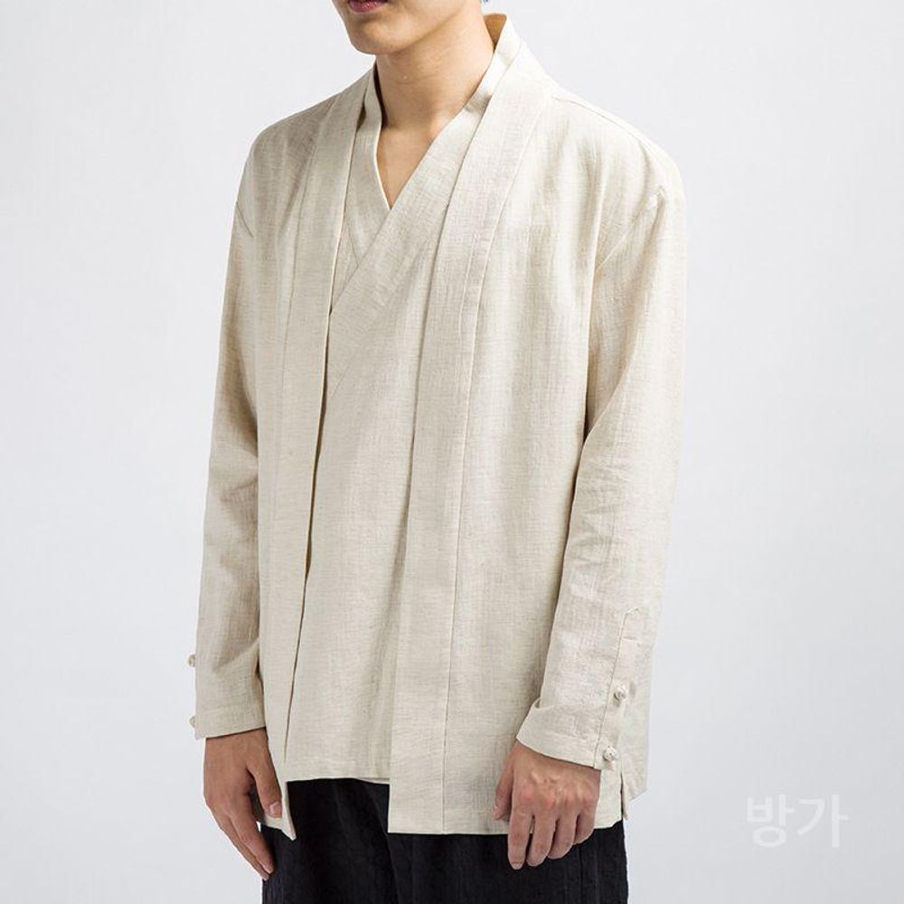 남자 유카타 자켓 재킷 린넨 남자유카타 오버핏 가디건 A. M, A. 하얀색 - 상품 이미지