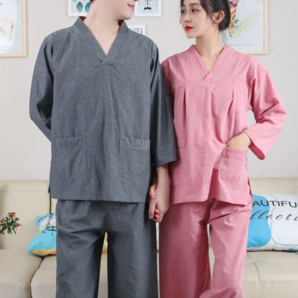 찜질방 옷 세트 순면 숯가마 찜질복 개량한복 상하 A. XL, A. 남성용 골든 실크 코튼 - 상세 이미지 3