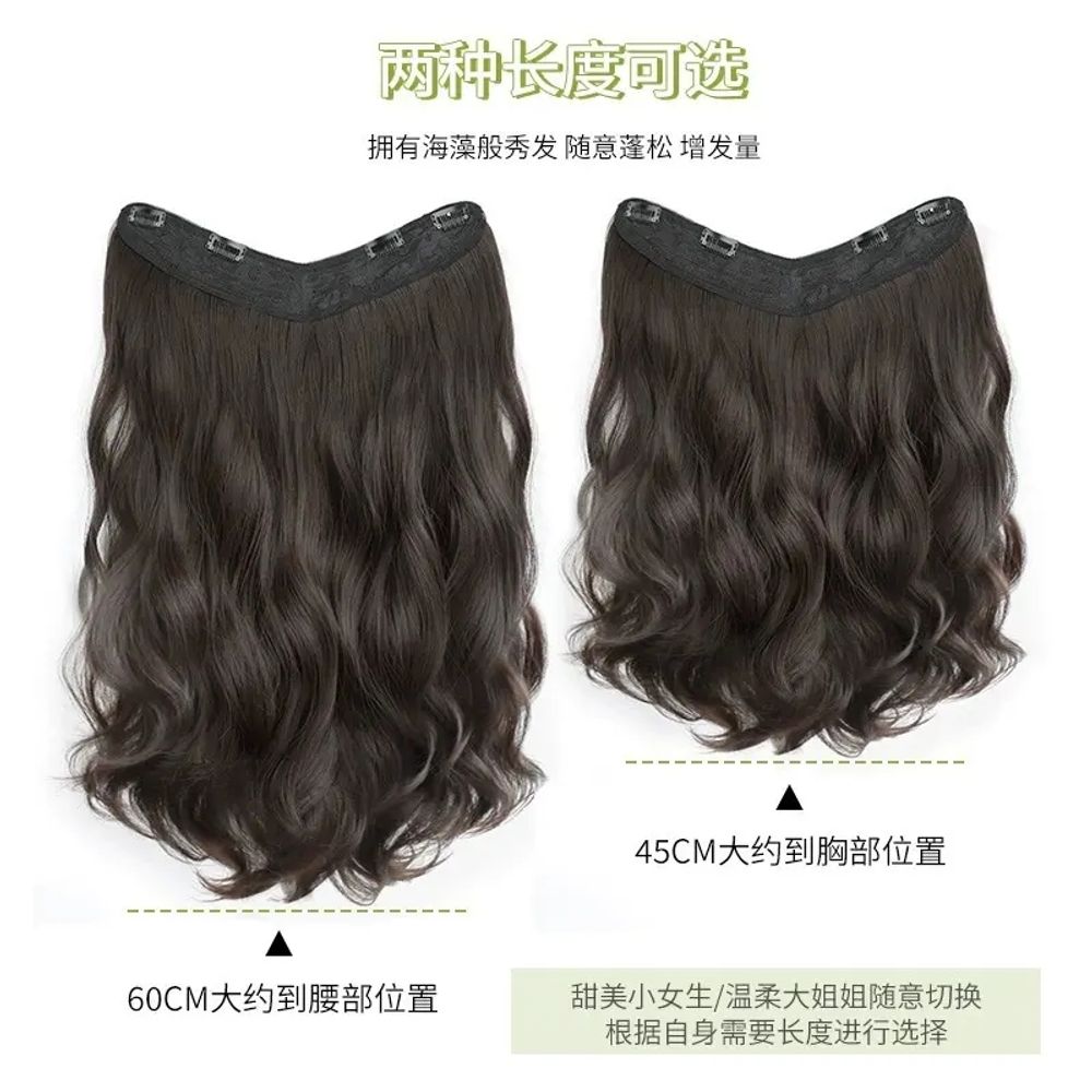 붙임머리 긴머리 가발 헤어피스 생머리 똑딱이 A. 원피스 V자 컬 헤어피스 45CM 내추럴 이미지 6