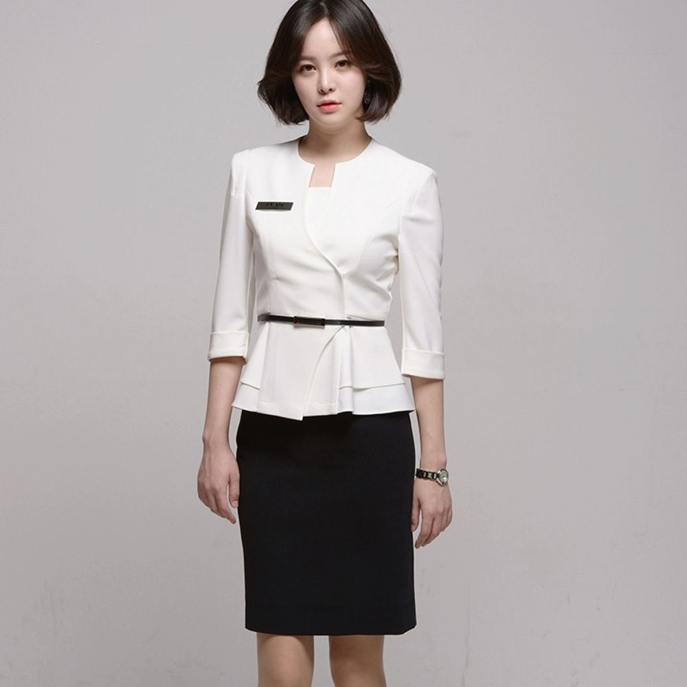 상담 실장 유니폼 학원 프론트 성형외과 피부과 A. 흰색 74 소매 검은 치마, A. S - 상세 이미지 4
