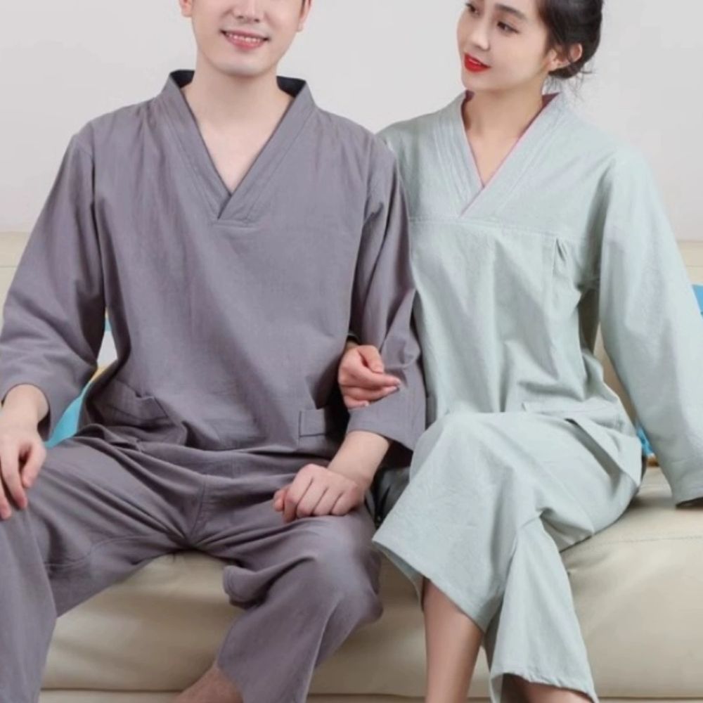 찜질방 옷 세트 순면 숯가마 찜질복 개량한복 상하 A. XL, A. 남성용 골든 실크 코튼 - 상품 이미지