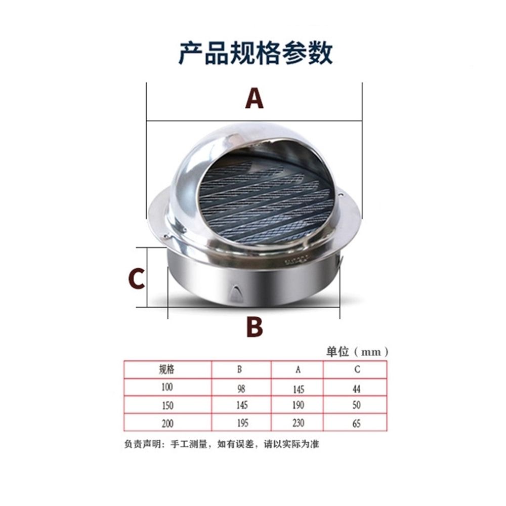 커버 환기 벽 4인치 내부 그릴 덕트 환풍기 에어 채반 A. 3인치80mm - 상세 이미지 3