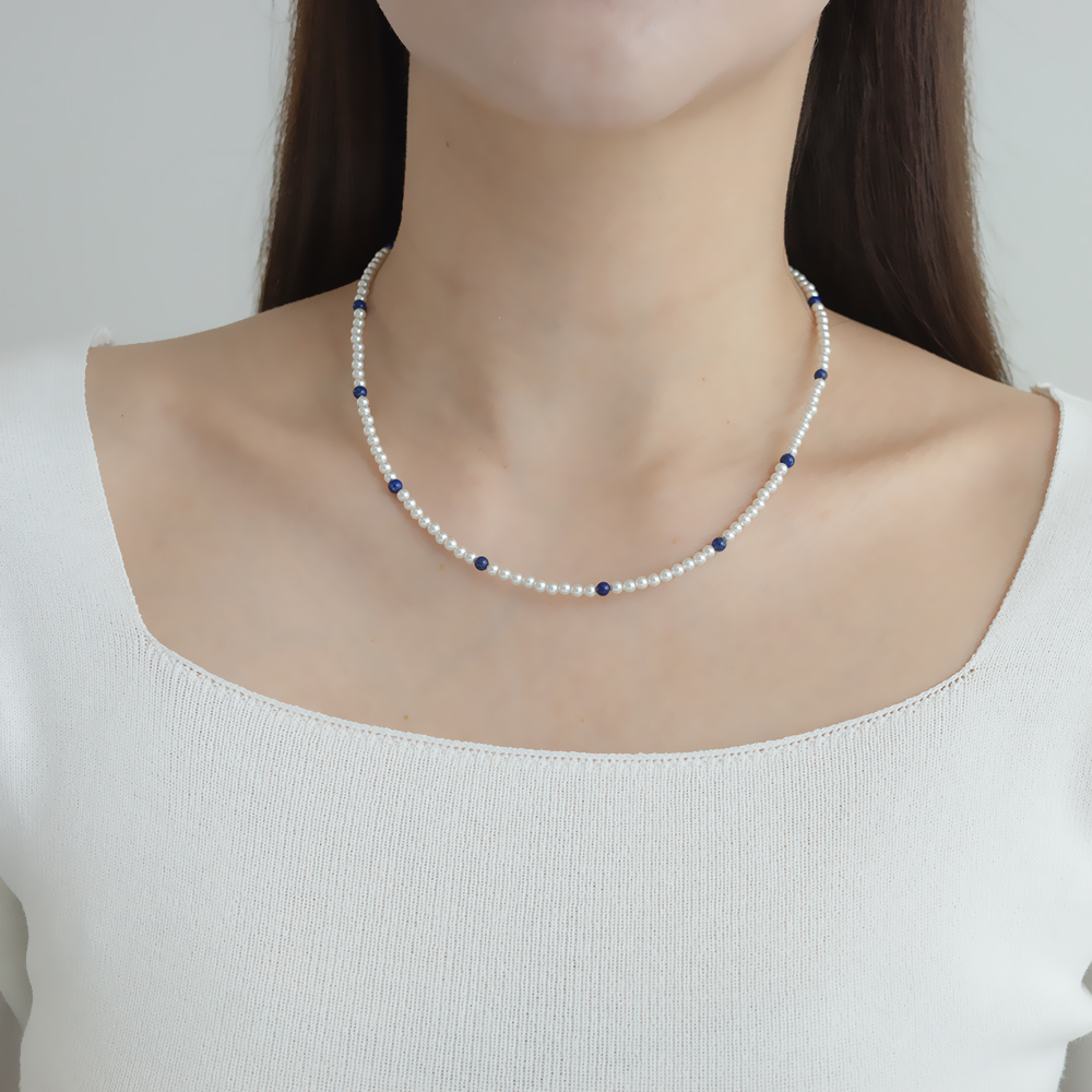 14k 다색 원석 3mm 스왈 진주 목걸이 OPPN0352 이미지 8