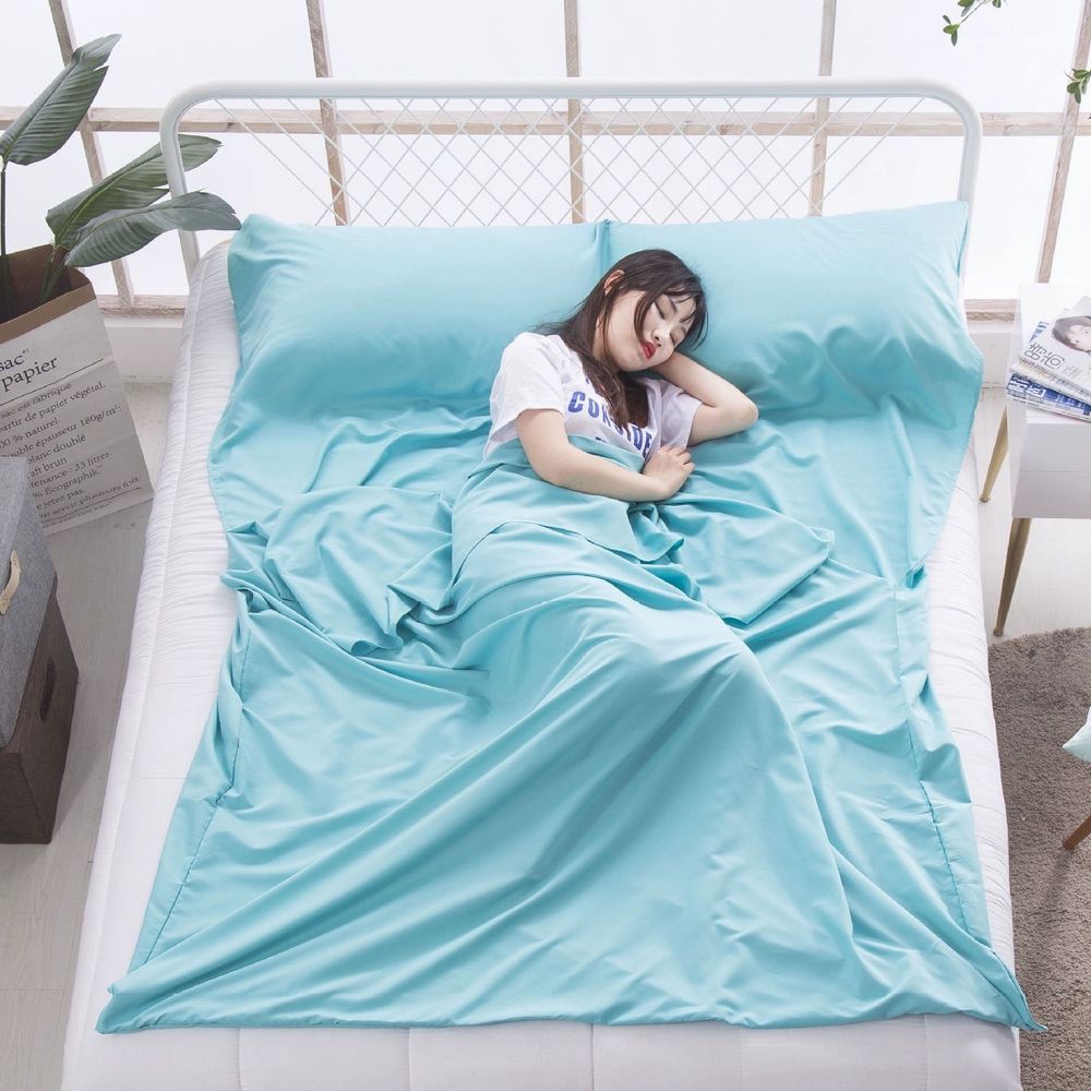 초경량 호텔 여행 침낭 라이너 시트 해외여행 캠핑 여행용 A. 빙하 블루 75 210 - 상세 이미지 4