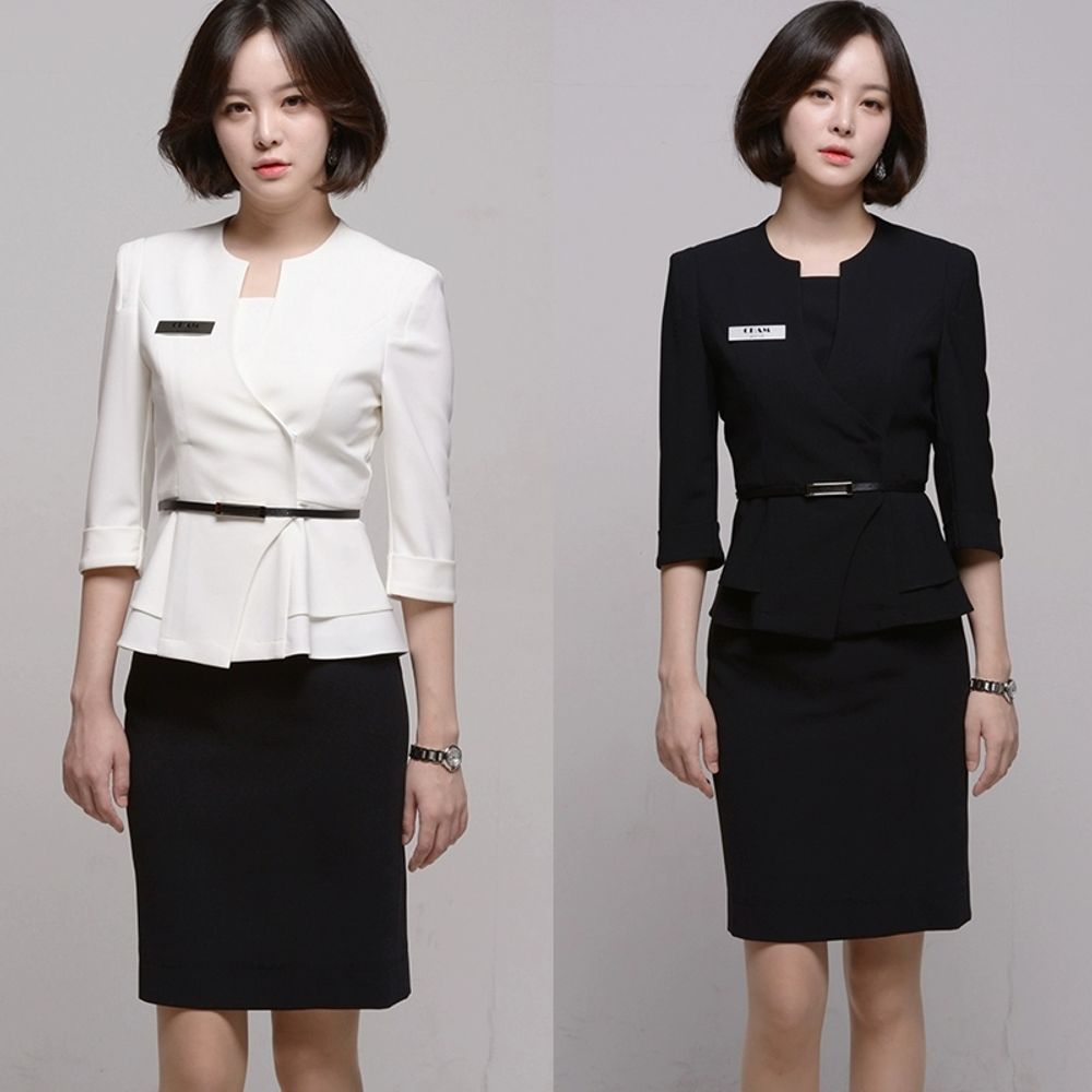 상담 실장 유니폼 학원 프론트 성형외과 피부과 A. 흰색 74 소매 검은 치마, A. S - 상세 이미지 3