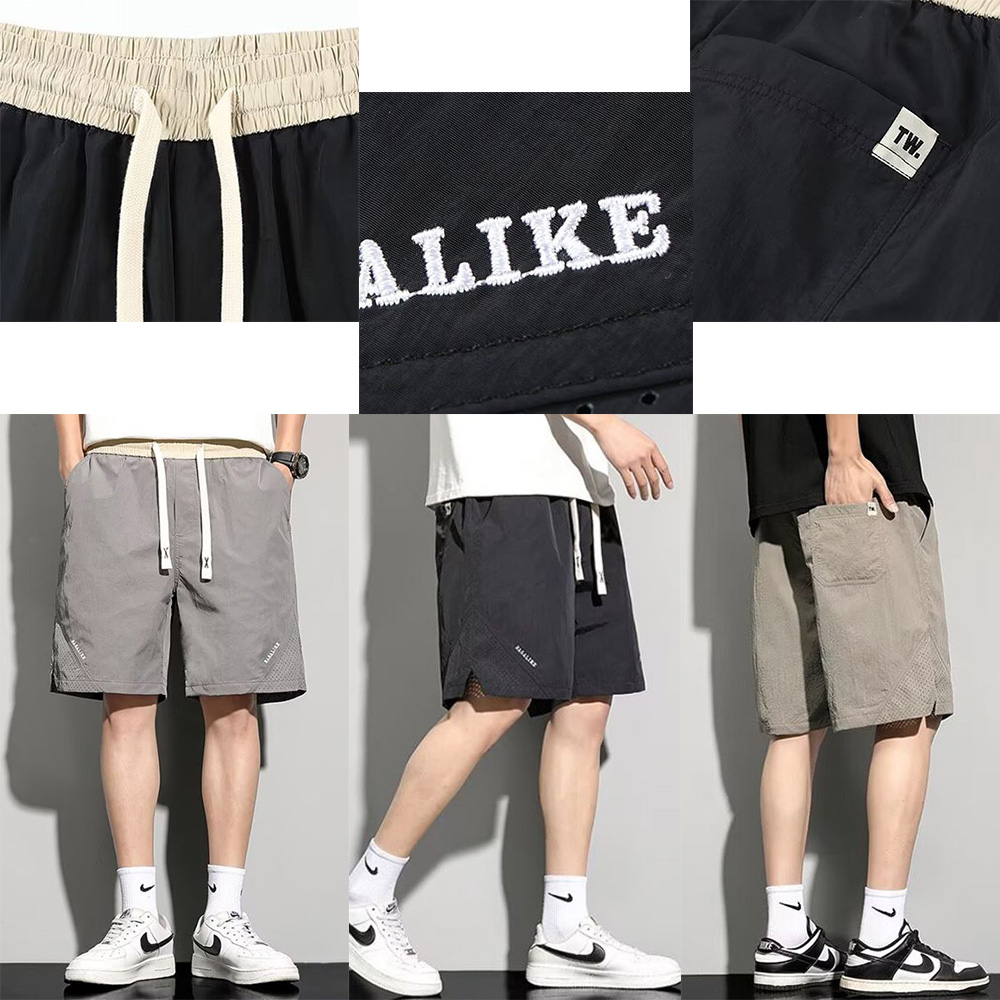 남성 버뮤다 팬츠 시원한 여름 남자 통기성 자수 반바지 - 상품 이미지