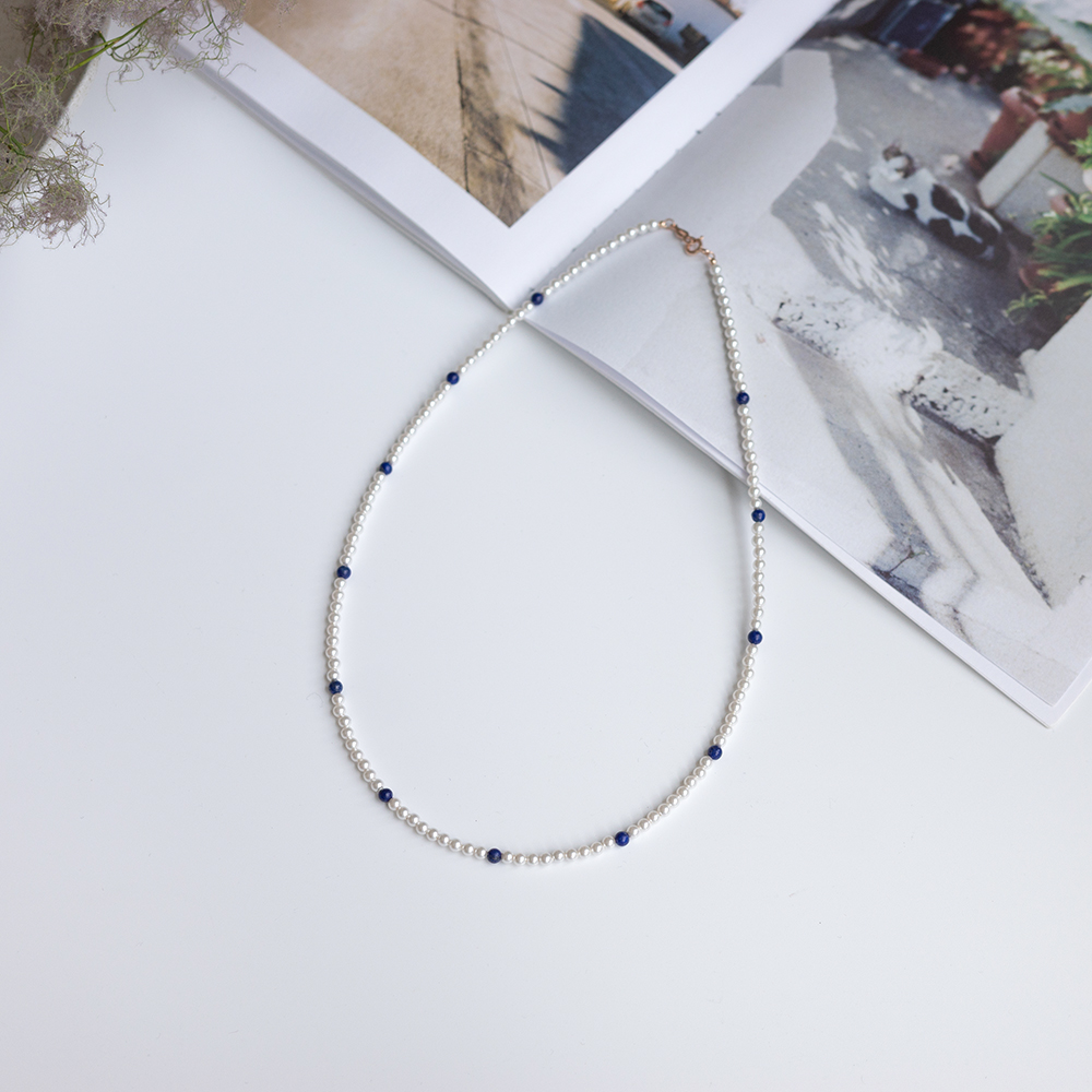 14k 다색 원석 3mm 스왈 진주 목걸이 OPPN0352 이미지 7