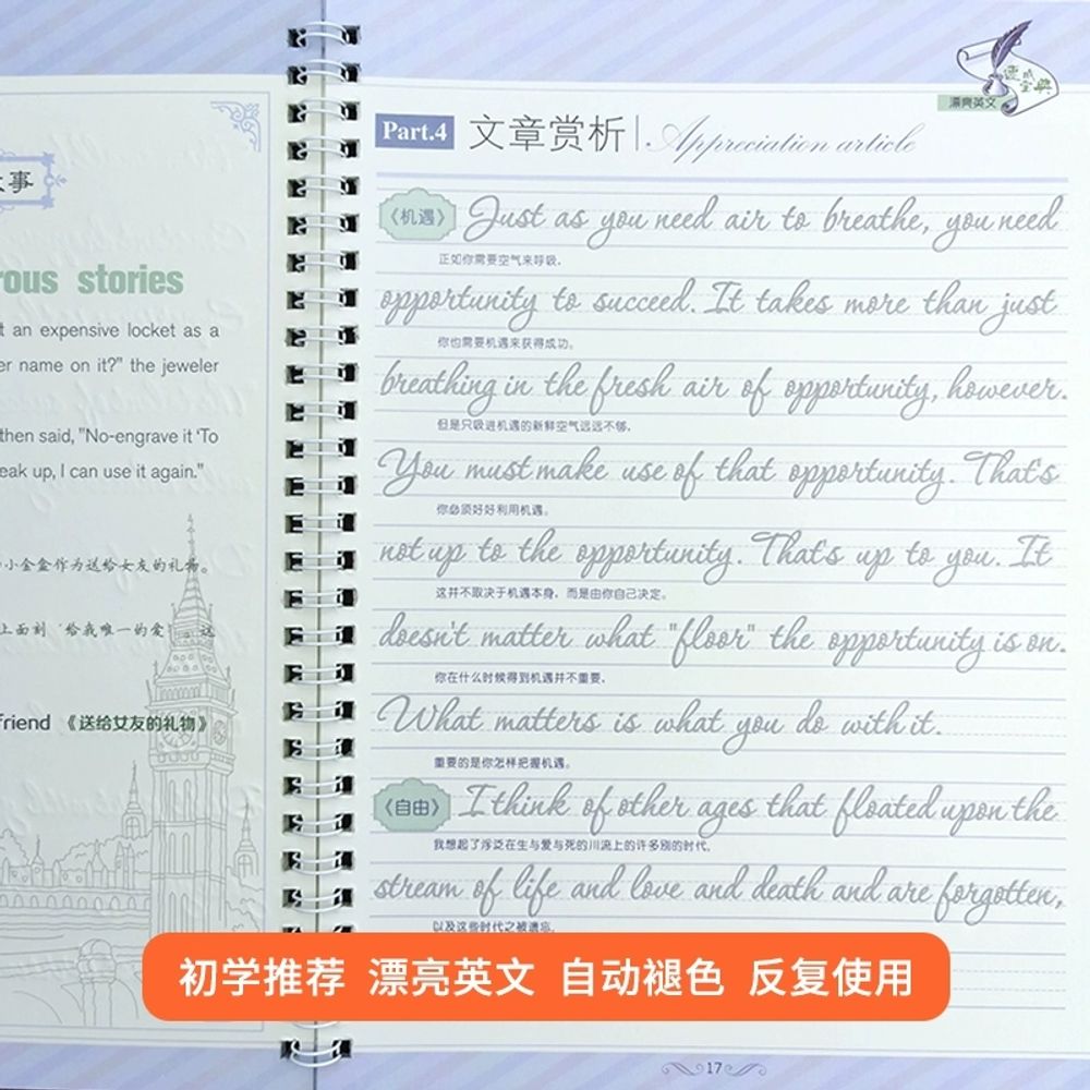 캘리그라피 영어필기체 연습장 영문 노트 영어 A. 둥근 영어 홈 연습장 막대 2개 심 20 - 상세 이미지 5