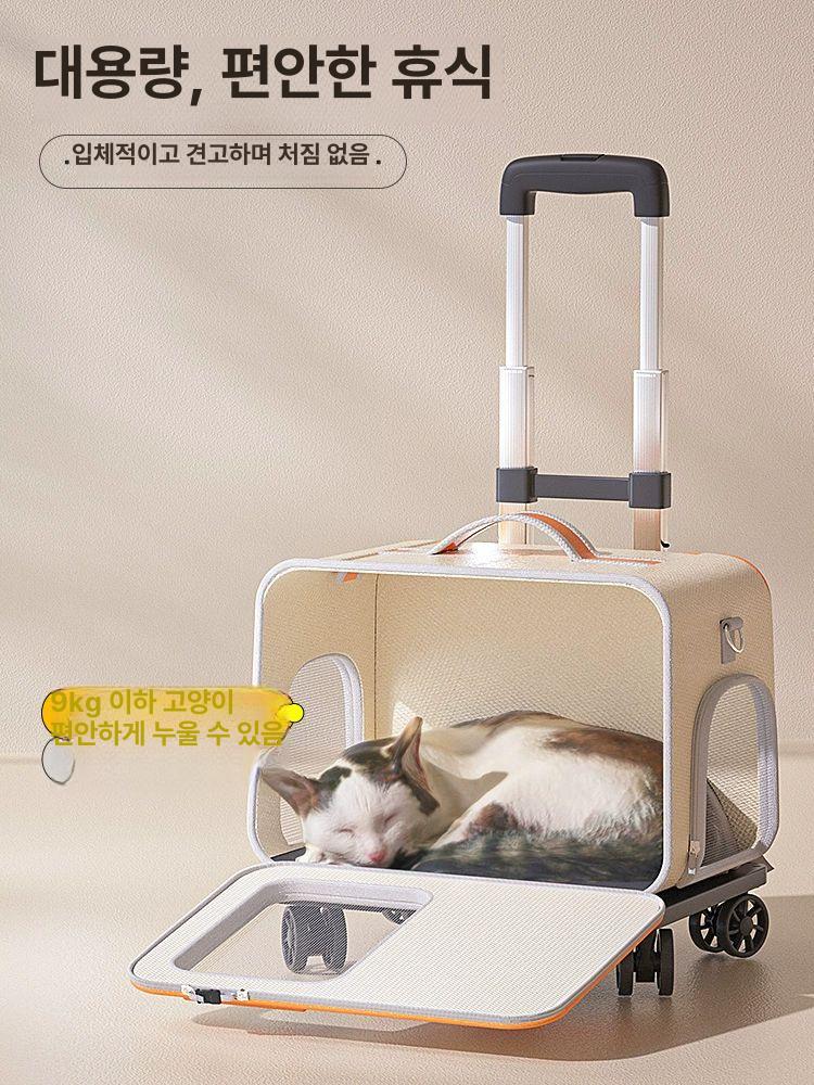 반려견 투명 여행 강아지 이동캐리어 운반 켄넬 베이지 투명 창고-손잡이 없음 - 상세 이미지 4