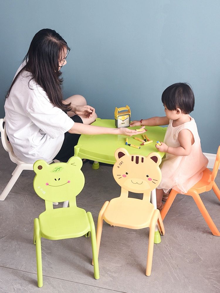 교구장 현관스툴 귀여운 동물 의자 어린이집 키즈카페 21cm 고 오렌지 곰 - 상세 이미지 5