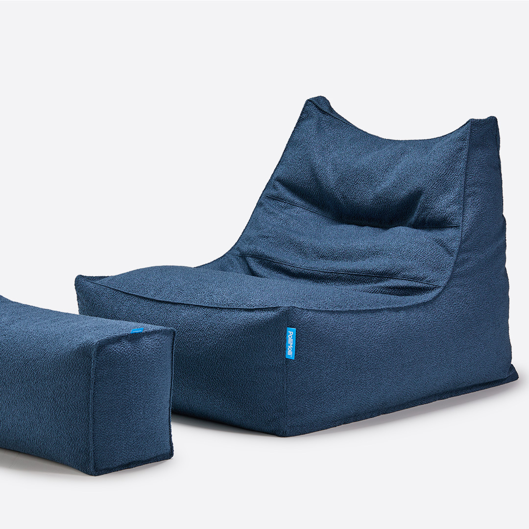 폴리몰리 빈백소파 1인용 대형 607B 부클레 좌식 쇼파 쿠션, 네이비 (메시속커버, 선택안함)