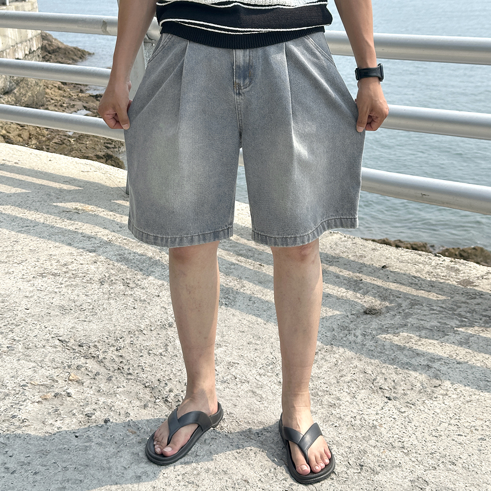 남자청반바지 여름 와이드 5부 남성버뮤다팬츠 - 상세 이미지 2