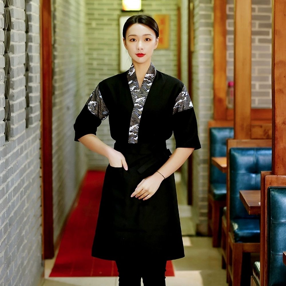 고급 홀 유니폼 의사가운 서빙 바리스타 빅사이즈 단 A. 레드 빅 웨이브 최고가, A. S - 상세 이미지 5