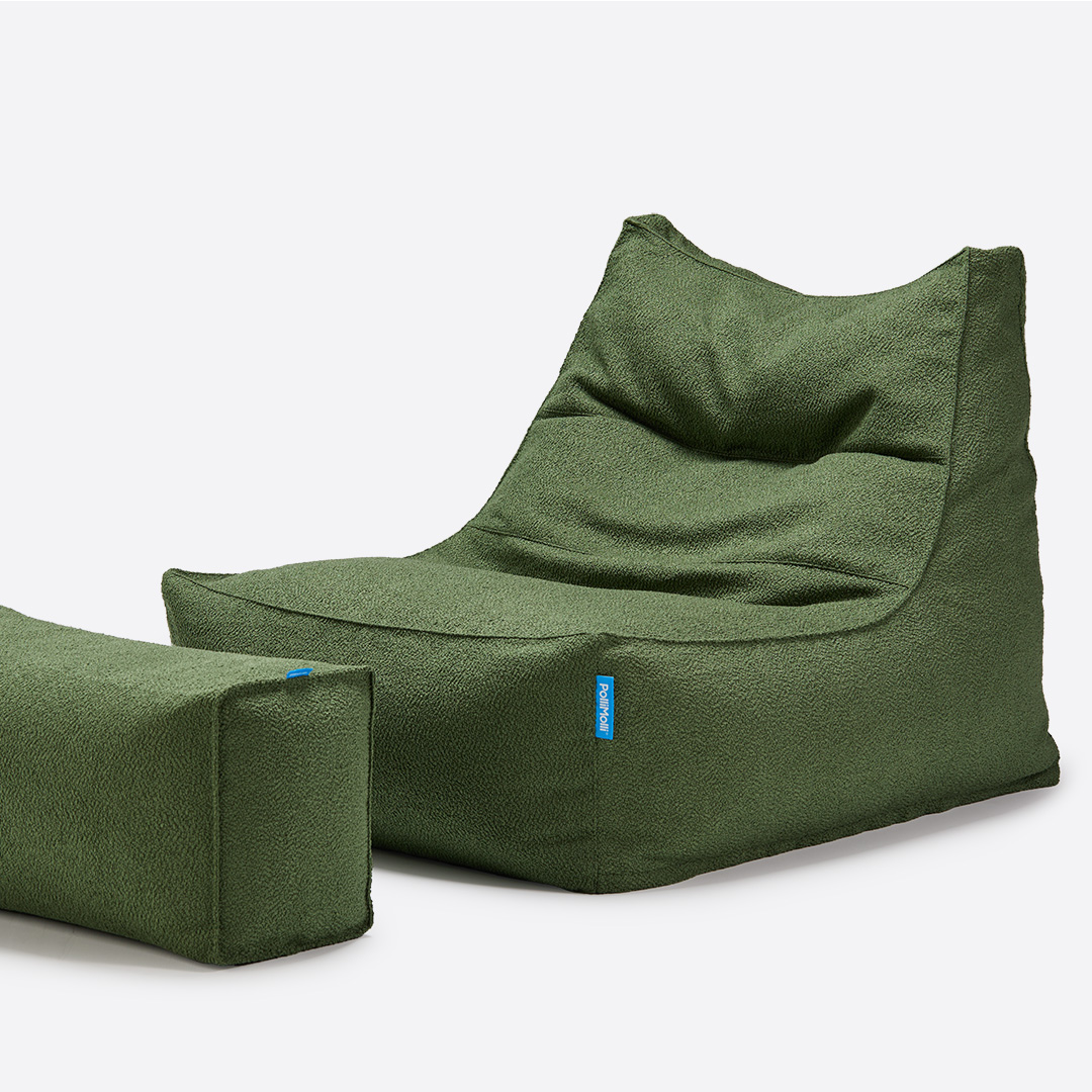 폴리몰리 빈백소파 1인용 대형 607B 부클레 좌식 쇼파 쿠션, 모스 그린 (메시속커버, 선택안함)