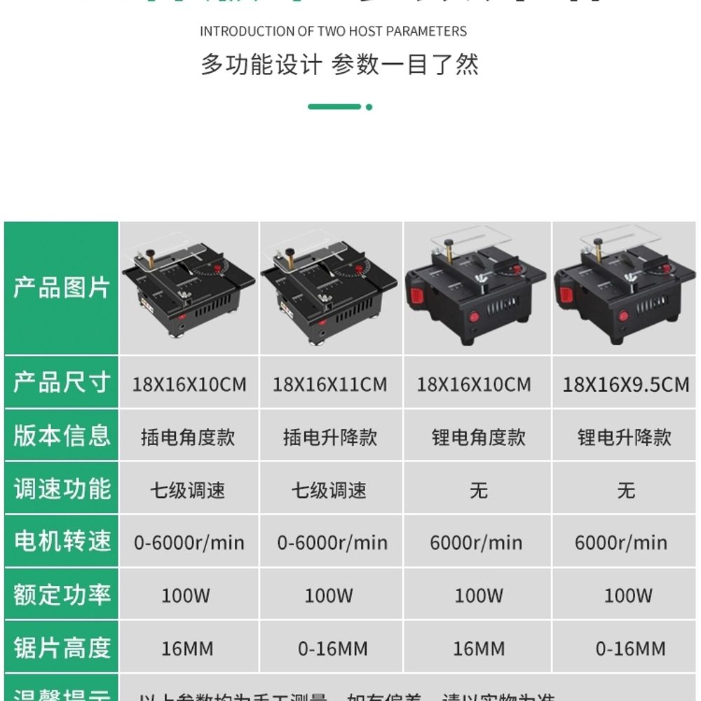 테이블톱 미니 원형톱 목공용 목재 절단 정밀 각도 A. 플러그인 모델 간단한 베어메탈 모델 - 상세 이미지 4
