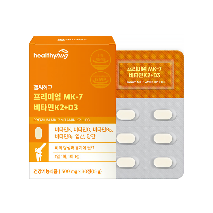 헬씨허그 프리미엄 MK-7 비타민K2 + D3 30정, 6개 - 상세 이미지 2