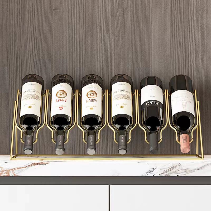 와인 트롤리 서빙 선반 레스토랑 트롤리왜건 여섯병 60cmx25cmx29cm 금색 - 상세 이미지 2
