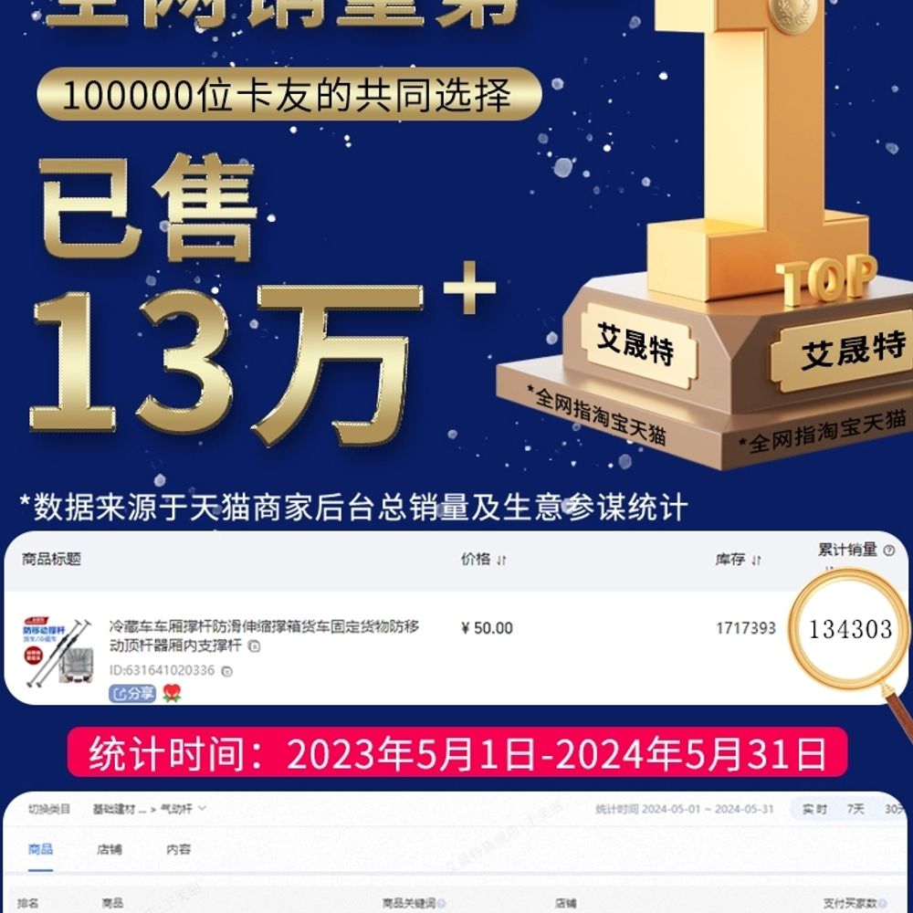 탑차 스프링화물 카고바 칸막이 장대 냉동 고정바 화물 A. 캐리지 폴 13001680mm - 상세 이미지 3
