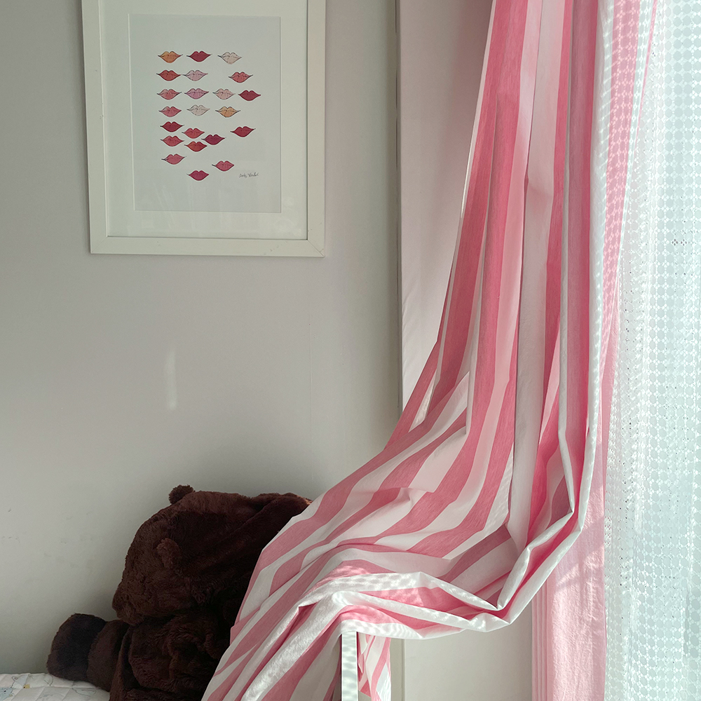 바이아미 볼드스트라이프 아이방 줄무늬 프린트 맞춤 제작 커튼