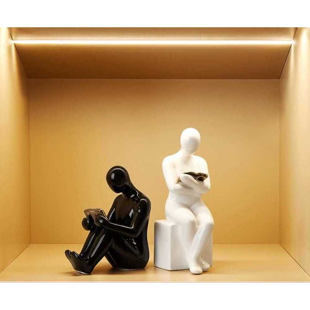 모던 책읽는사람 소품 오브제 인형 촬영 꾸미기 조형물 A. 한 쌍의 B 캐릭터를 읽습니다 - 상품 이미지