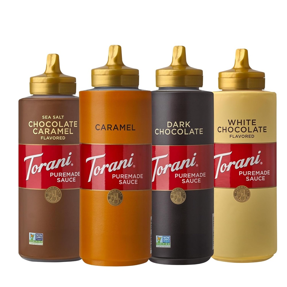 Torani 토라니 퓨어메이드 소스 4종 세트  500ml 초콜릿 카라멜 - 상품 이미지