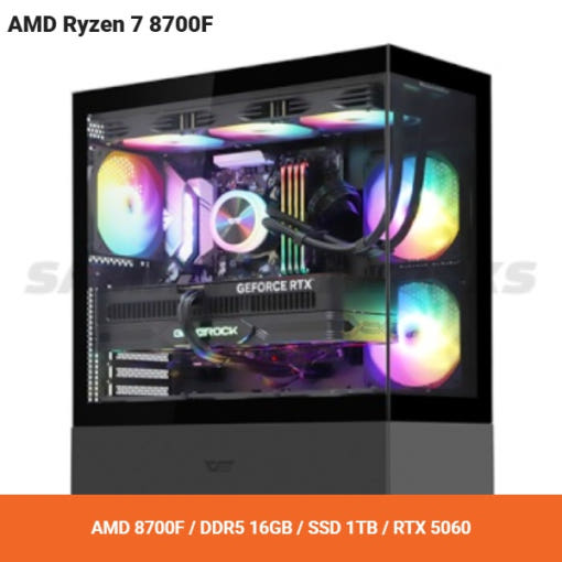 PCKOREA AMD 8700F+RTX5060 고사양 조립 컴퓨터 PC [AMD8700F/DDR5 16GB/SSD1TB/RTX5060]