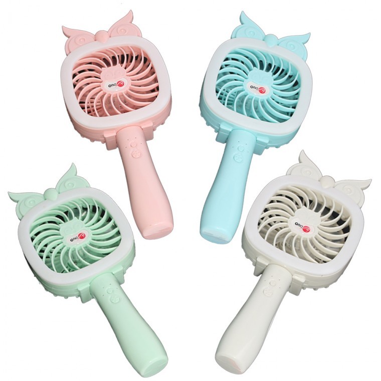 휴대용 LED 미니 무드등 선풍기 / USB 충전식, 핸드형, 차량용, 탁상용 - 상품 이미지