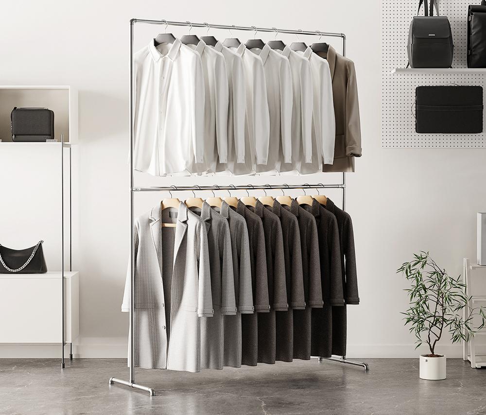 옷걸이행거 스탠드 이동식 튼튼한 스탠드 시스템 드레스룸 행거 파이프 2단 1200 1500