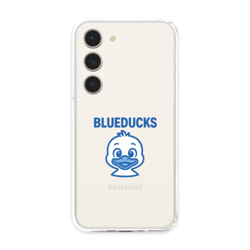 투명 젤리 케이스 / 갤럭시 S25 S24 S23 BLUEDUCKS 베이비덕 캐릭터 로고 / TPU 에어쿠션 스마트폰 보호 케이스 - 상품 이미지