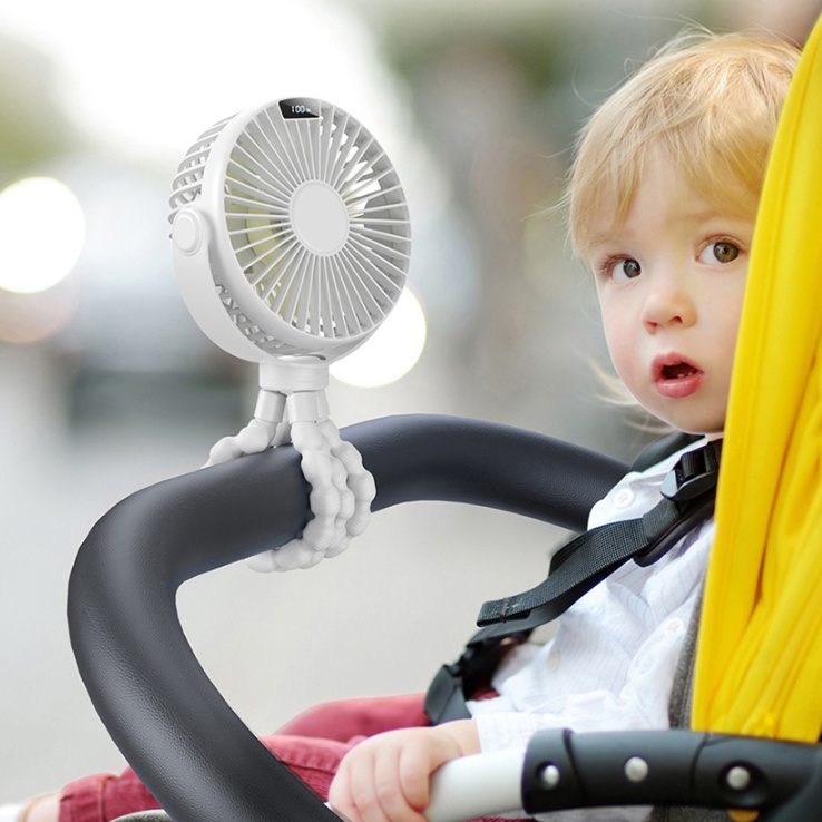 휴대용 유모차용선풍기 탁상용 걸이형 충전용 강아지 문어발선풍기