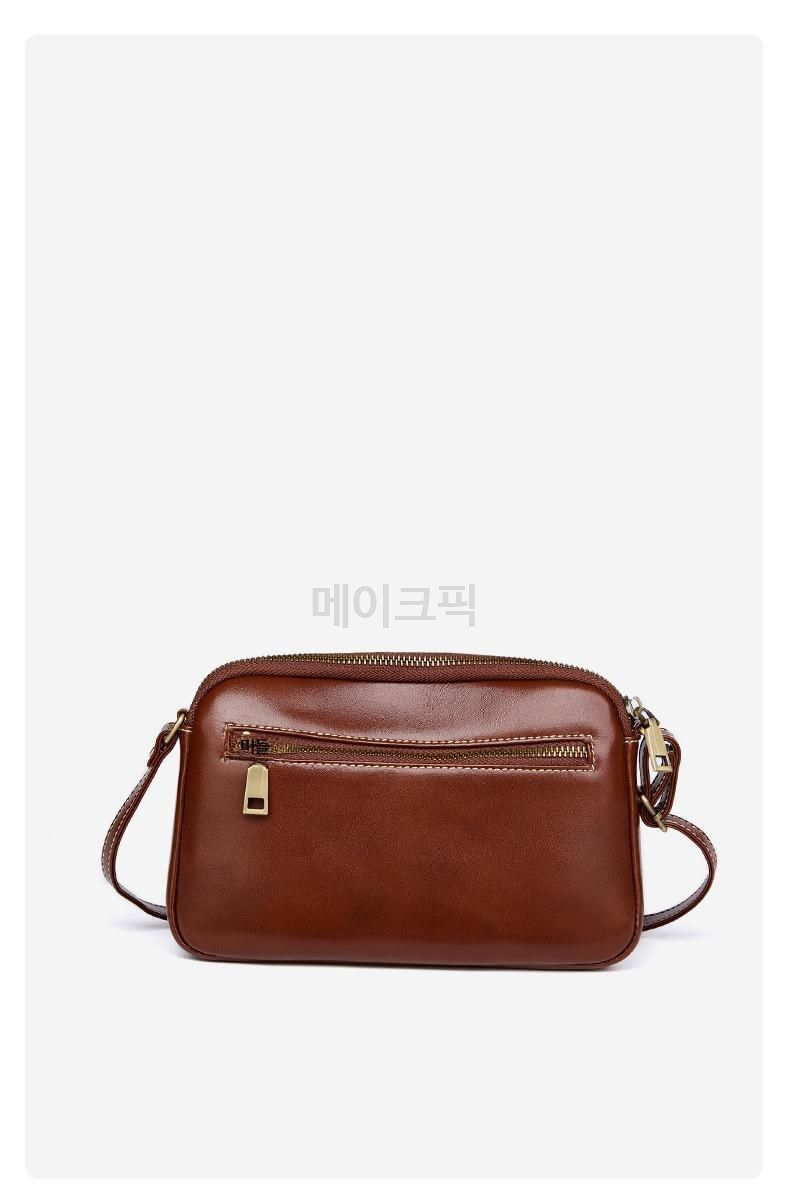 여성 소가죽 미니 크로스백 중년 여성용 경량 캐주얼 가방 데일리 나들이 외출용 고급스러운 디자인 활용도 높은 가방 이미지 6