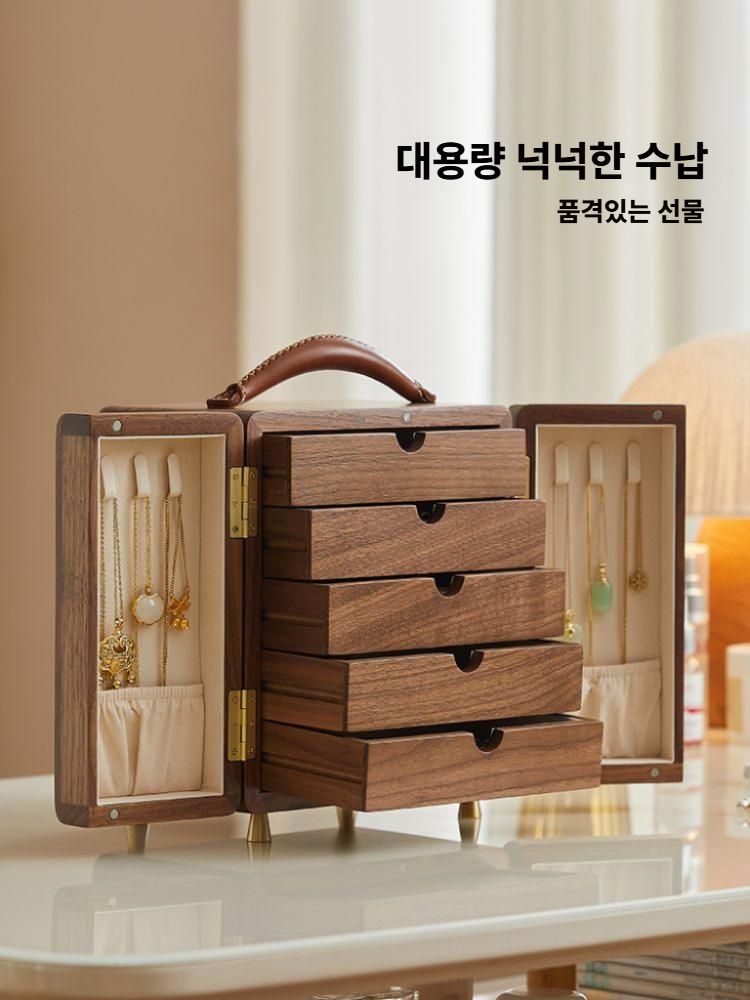 원목 악세사리 보관함 대형 엔틱 감성 주얼리 케이스 - 상세 이미지 5