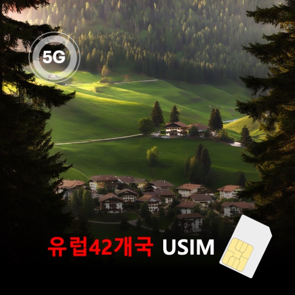 [유심칩] [통큰무제한] 유럽 42개국 유심 USIM 데이터 매일 속도 제한 없는 완전 무제한 이심통 - 상품 이미지