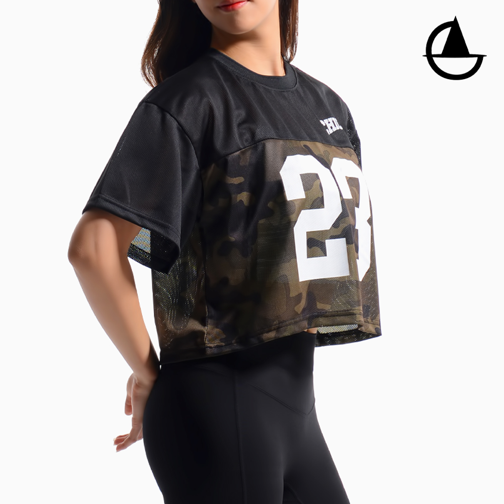 그리니치 요가복 럭비 메쉬 크롭티 커버업 브라탑위에 레이어드 - 상세 이미지 2