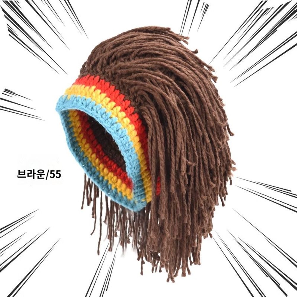 힙합 가발 공연 땋은머리 댄스 파티 부분 스트릿댄스 무대 A. M5658cm, A. 갈색 - 상품 이미지