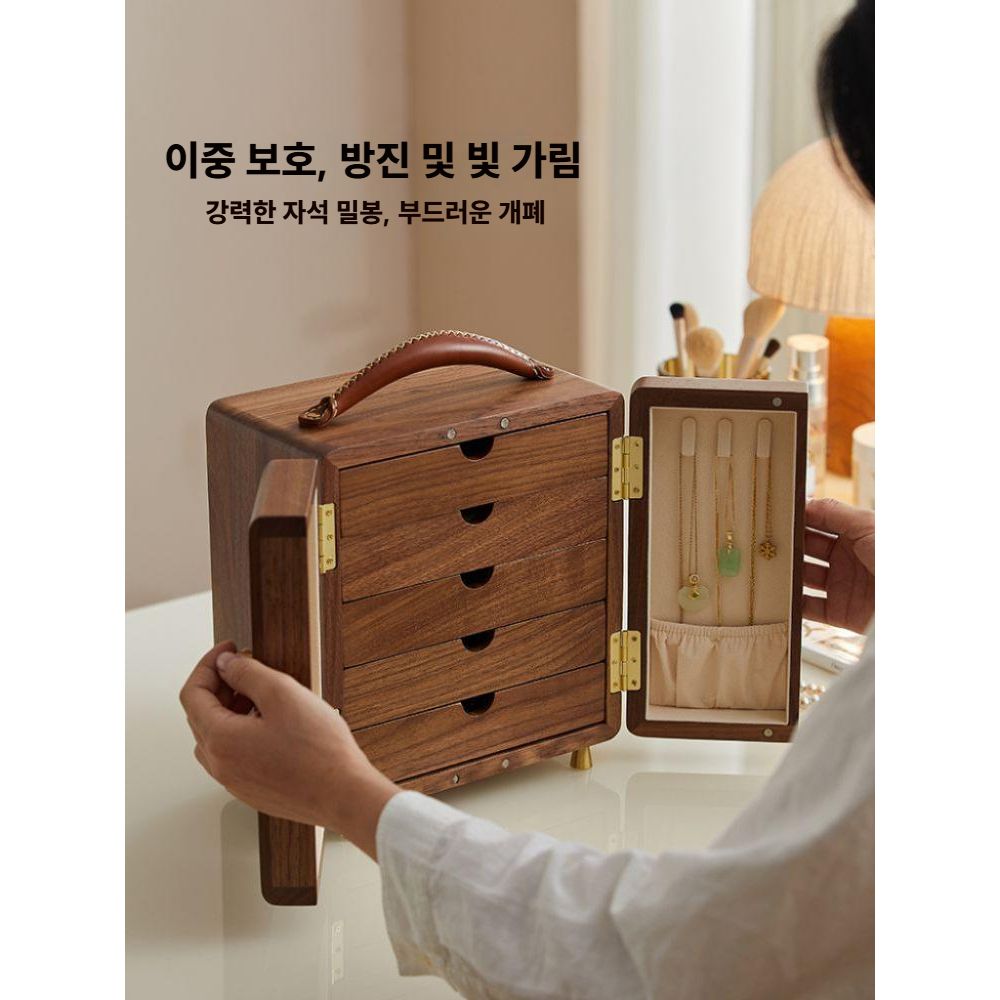 원목 악세사리 보관함 대형 엔틱 감성 주얼리 케이스 - 상세 이미지 2
