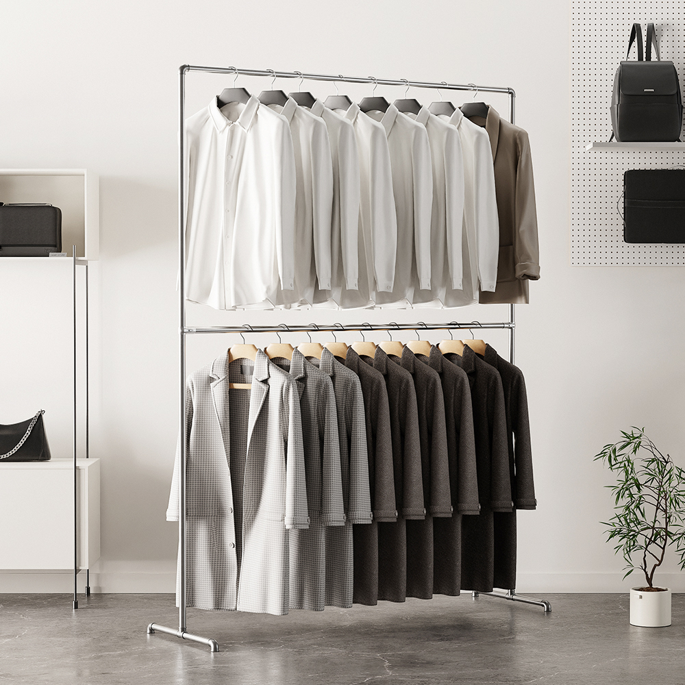 옷걸이행거 스탠드 이동식 튼튼한 스탠드 시스템 드레스룸 행거 파이프 2단 1200 1500