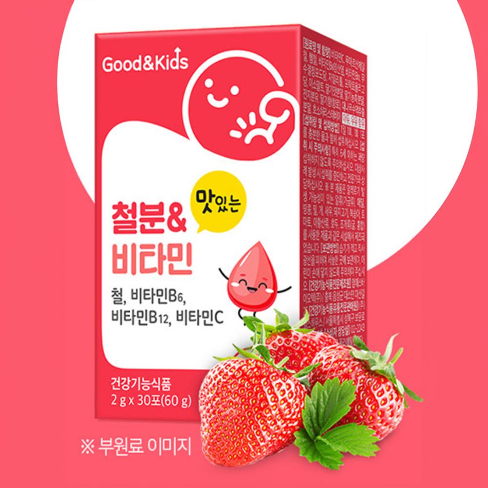어린이 철분 비타민 딸기맛 분말 스틱 30포, 3개 - 상세 이미지 3