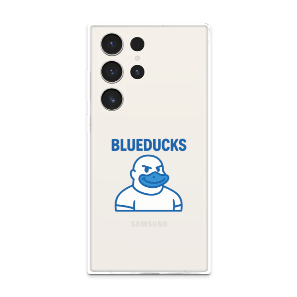 투명 젤리 케이스 / 갤럭시 S25 S24 S23 BLUEDUCKS  근육덕 캐릭터 로고 / TPU 에어쿠션 스마트폰 보호 케이스 - 상세 이미지 2