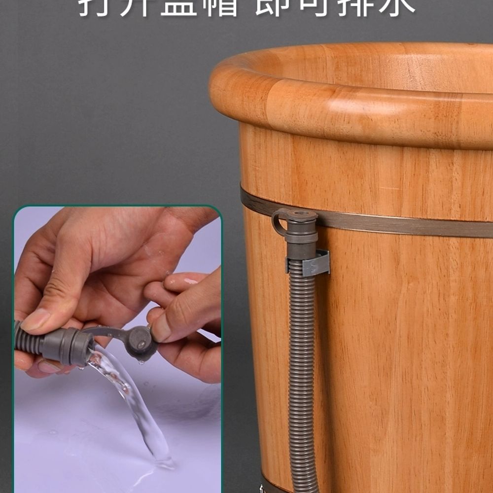 족욕탕 우드 히노끼 족욕통 배수구 족욕기 발 A. 바퀴와 배수 장치가 있는 25개의 높은 - 상세 이미지 4