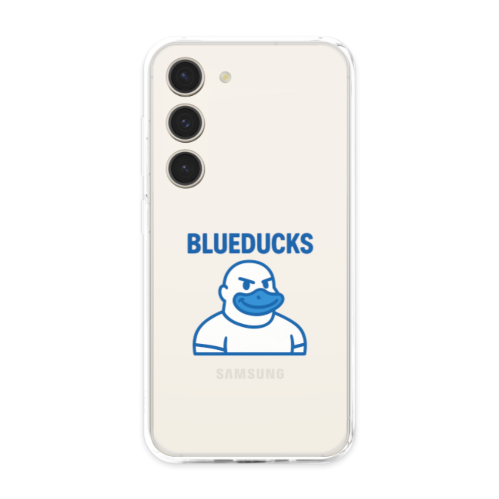 투명 젤리 케이스 / 갤럭시 S25 S24 S23 BLUEDUCKS  근육덕 캐릭터 로고 / TPU 에어쿠션 스마트폰 보호 케이스 - 상품 이미지