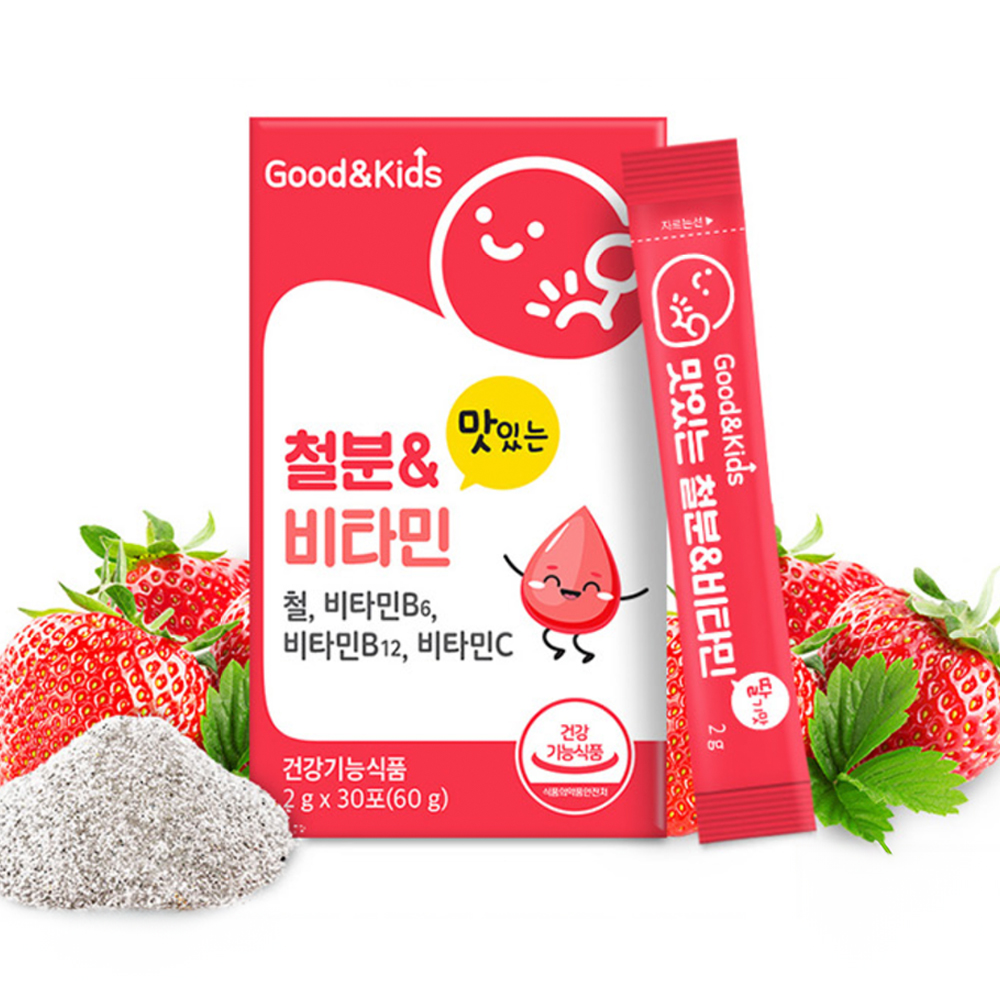 어린이 철분 비타민 딸기맛 분말 스틱 30포, 3개 - 상세 이미지 2