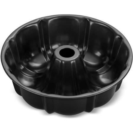 [해외]P&P 셰프 10인치 블랙 논스틱 케이크 팬, 파운드 케이크용 카본 스틸 플럭스 튜브 원형 베이킹 10컵 대용량 베이크웨어, 건강 및 헤비 듀티, 1피스