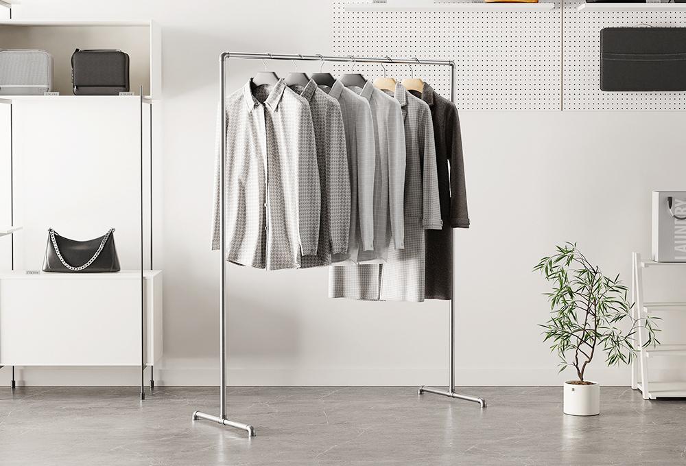 옷걸이행거 스탠드 이동식 튼튼한 스탠드 시스템 드레스룸 행거 파이프 2단 1200 1500