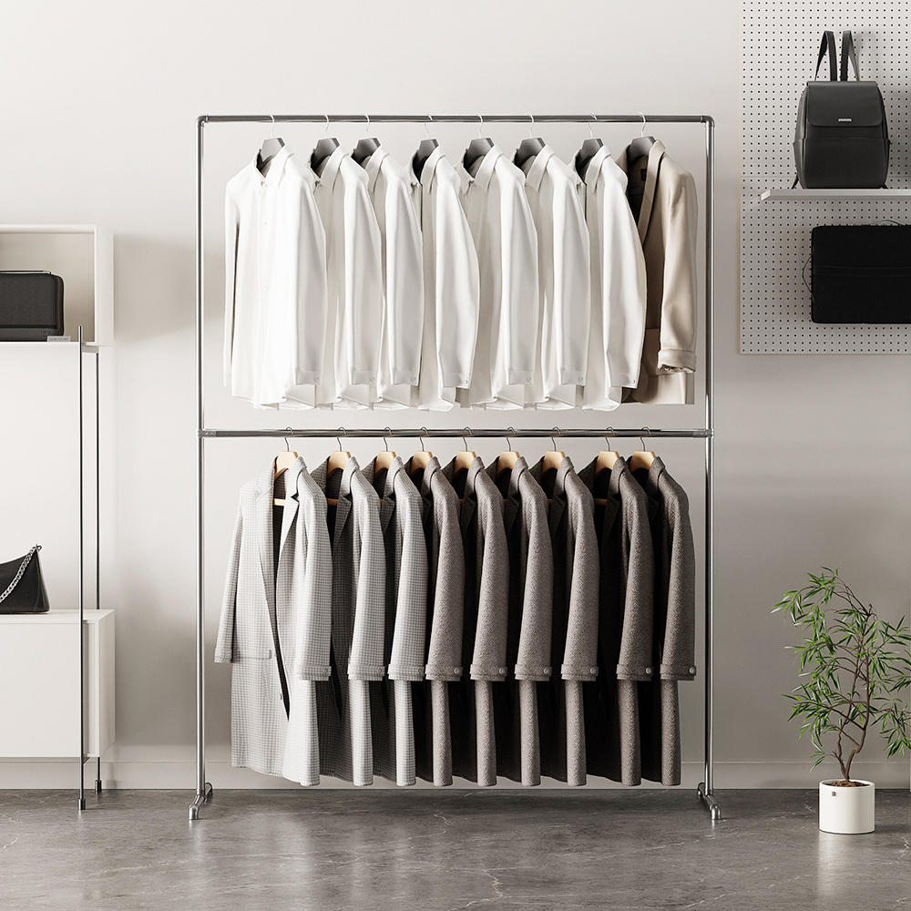 옷걸이행거 스탠드 이동식 튼튼한 스탠드 시스템 드레스룸 행거 파이프 2단 1200 1500