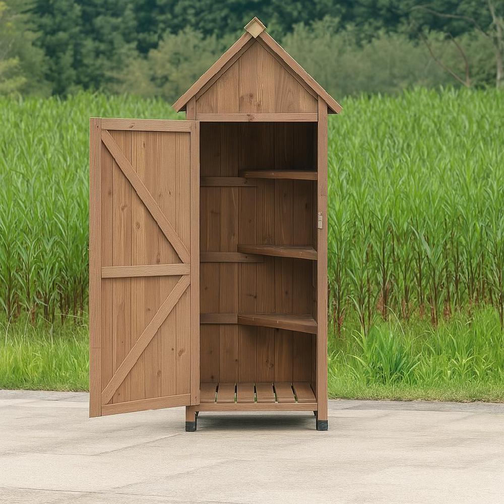 야외 원목창고 농기구보관함 농막 전원주택 정원 간이창고 A 스카이블루 51x46x157