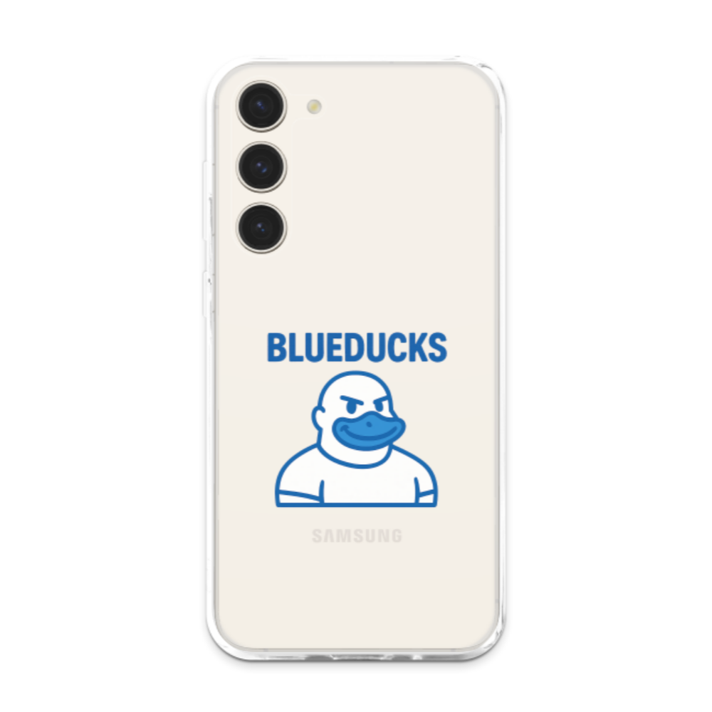 투명 젤리 케이스 / 갤럭시 S25 S24 S23 BLUEDUCKS  근육덕 캐릭터 로고 / TPU 에어쿠션 스마트폰 보호 케이스 - 상세 이미지 3