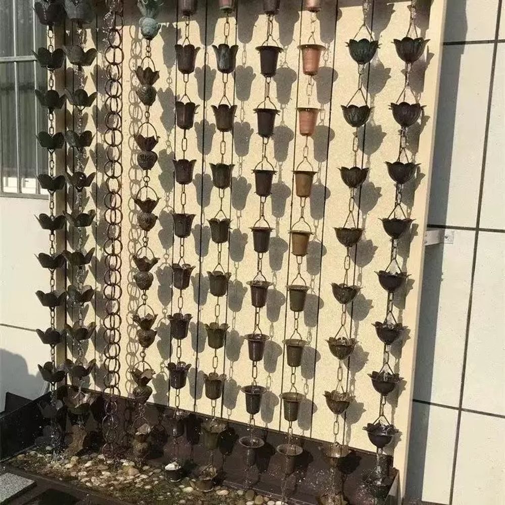 처마 체인 빗물받이 인테리어 사찰 전통 연꽃 A. 커피알루미늄합금 연꽃 레인체인 1미터 5 이미지 6