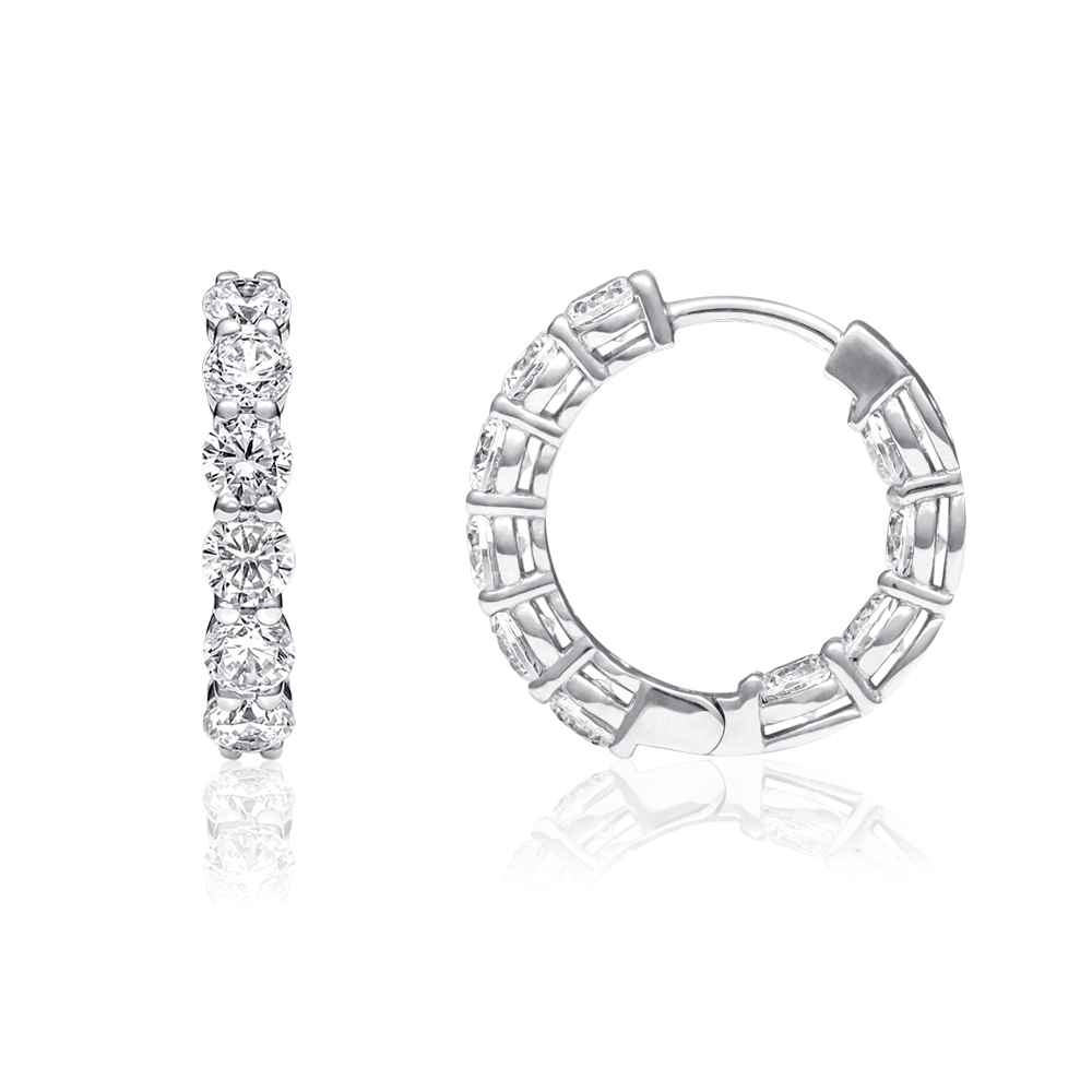 3.00mm 14K 18K 링 원터치 다이아몬드 귀걸이 - 상세 이미지 2